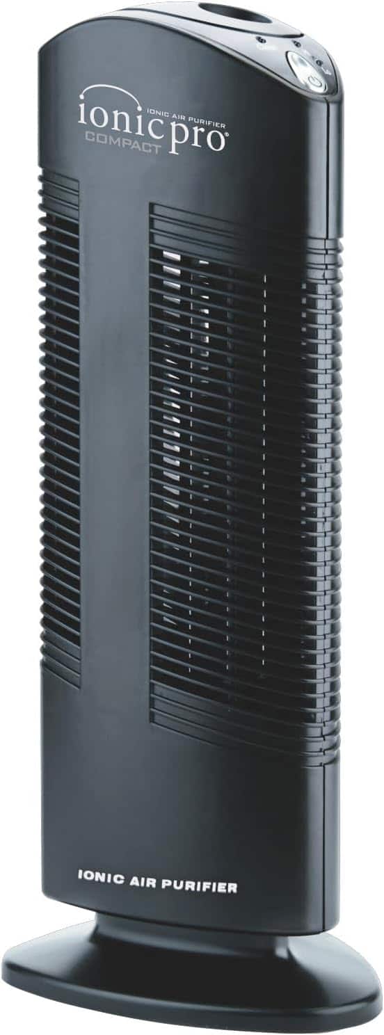 Ionic Pro - Compact CA200 Air Purifier Tower Covers Up to 200 Sq. Ft., Removes Odors, Smoke, Dust, and Allergens – - Black
