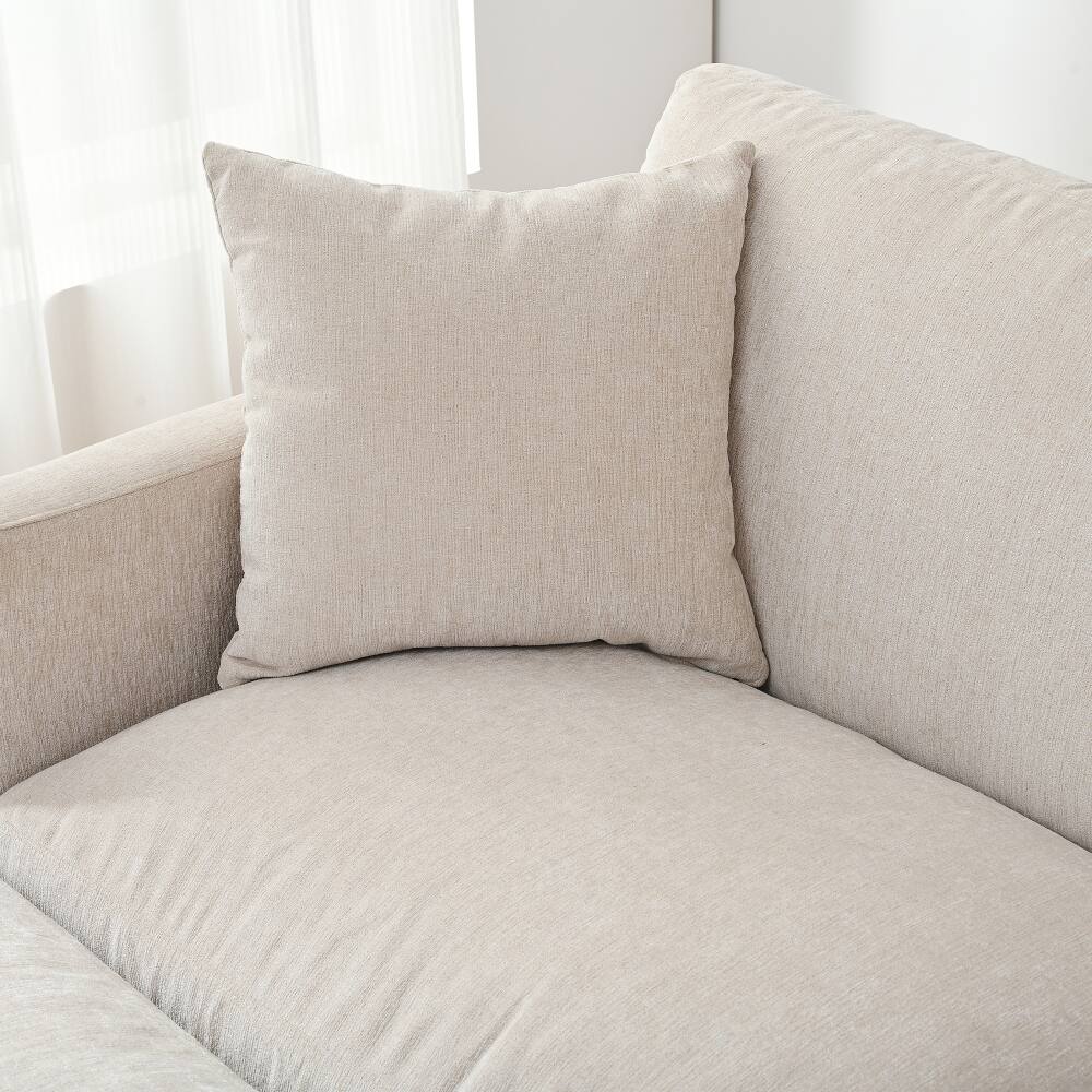 Alt View 9. JUJABU - 107.87 in. Beige Sectional Sofa Couch 3 Seater with Ottoman and Cushion - Beige.