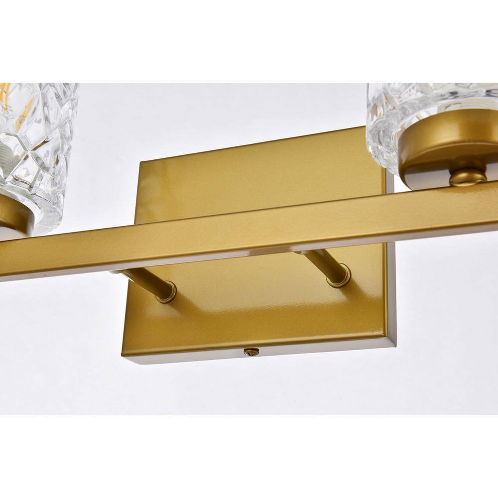 Alt View 1. Living District - Cassie 2 lights bath sconce in brass with clear shade - Brass And Clear Shade.