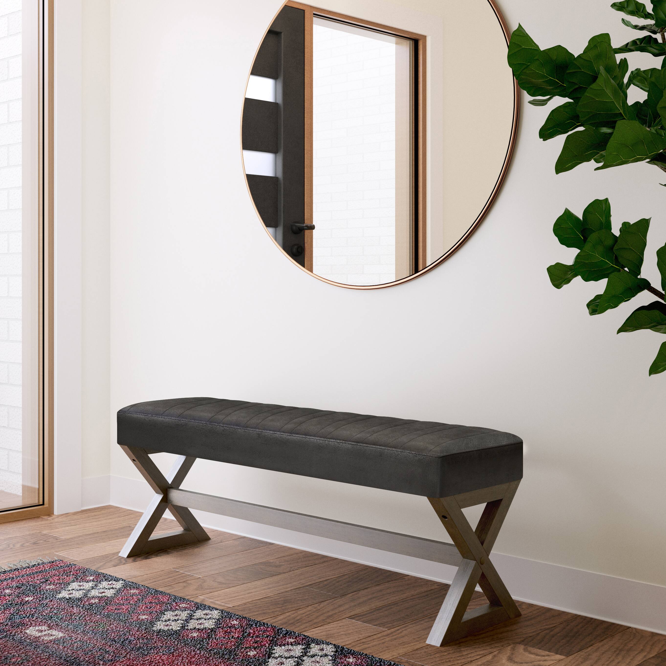 Left. Simpli Home - Salinger Large Ottoman Bench - Distressed Black.