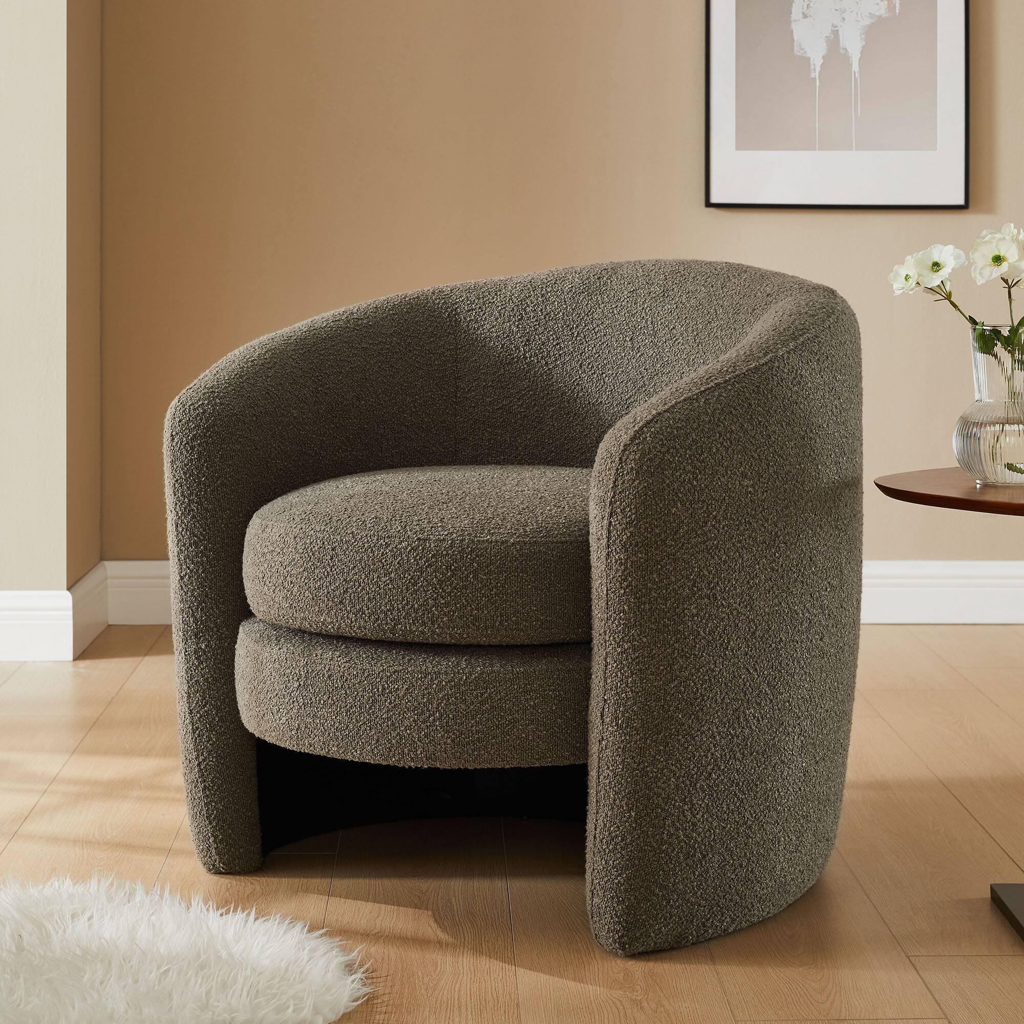 Alt View 4. Modway - Affinity Upholstered Boucle Fabric Curved Back Armchair by Modway - Gray.