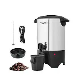 VEVOR - Commercial Coffee Urn, 30 Cup 4.5 L Hot Beverage Dispenser with Dripless Faucet, Quick-Brewing Commercial Coffee Maker - Natural Stainless Steel