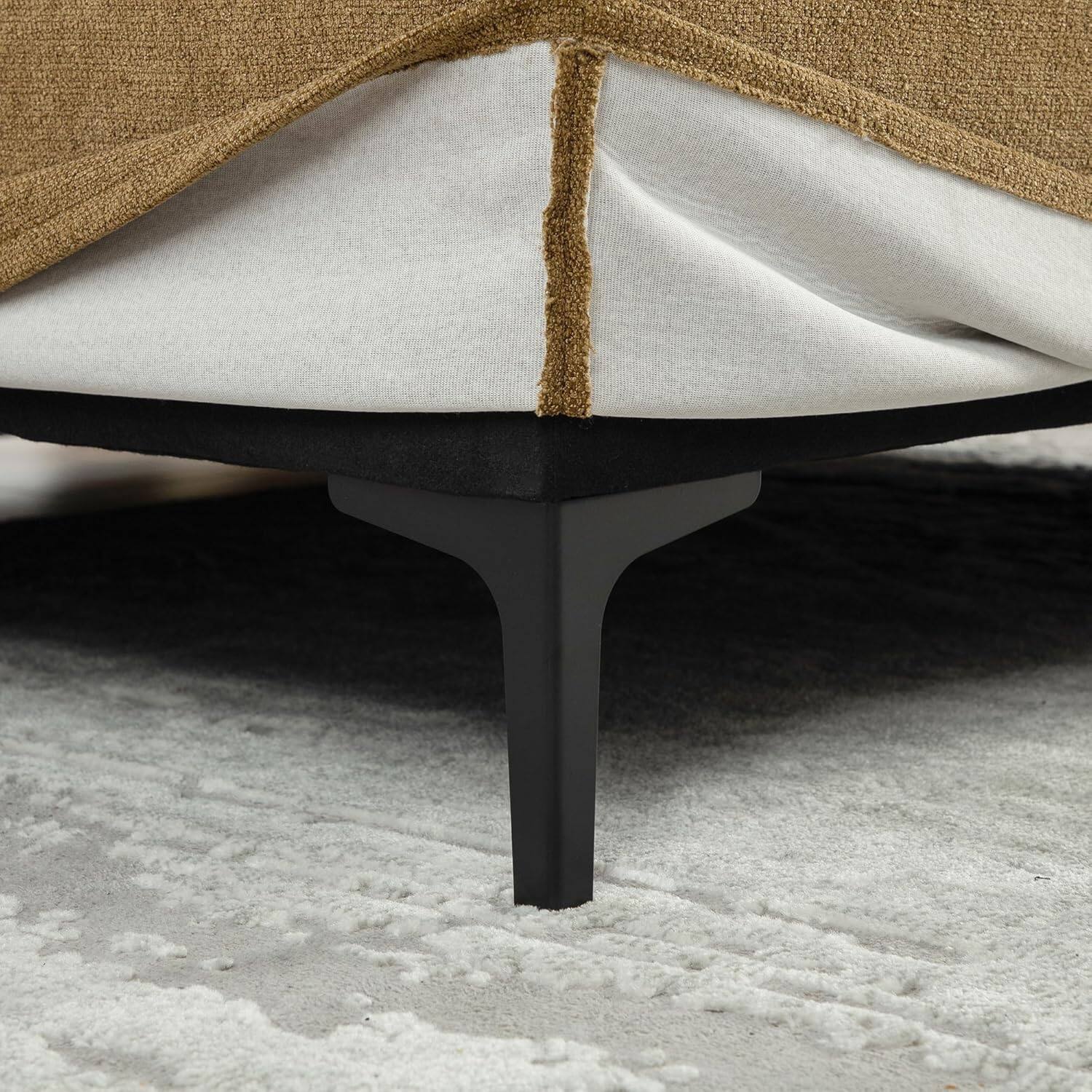 Alt View 6. Trinkets Crazed - 56" Extra Large Upholstered Sofa Bed, Oversized Fluffy Chaise Lounge Chair with Chenille Linen Fabric - brown.