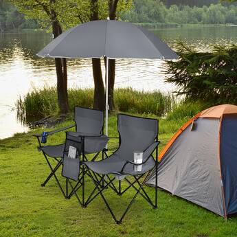 folding patio set with umbrella PHI VILLA Outdoor Dining for 4, Chairs and the included umbrella provides added shade Crestlive Products 6 PCS Patio