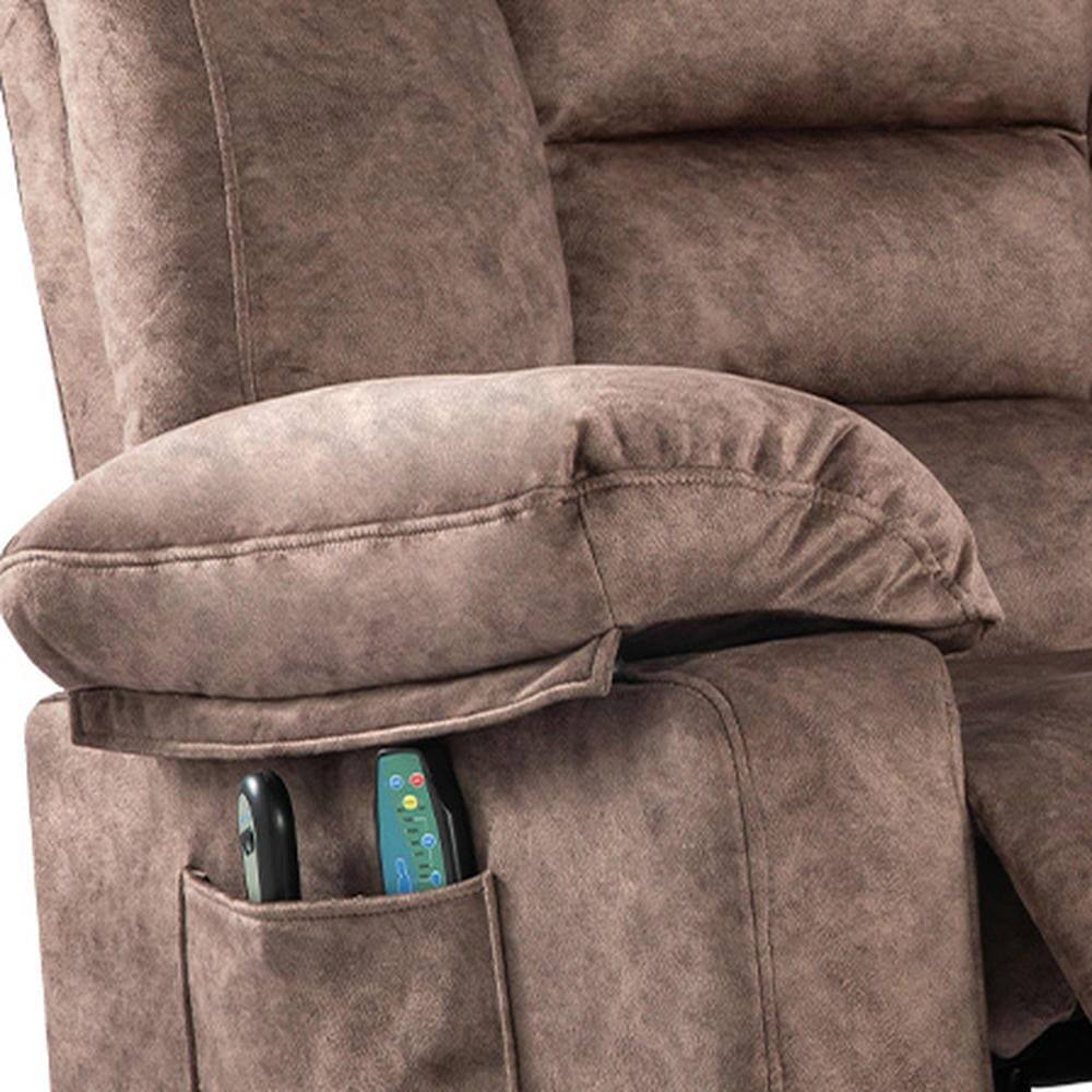 Alt View 6. Kadyn - Swivel Rocking Recliner Chair, 8-Point Massage & Heat, 360° Rotation, USB Port, Cup Holders, Brown - Brown.