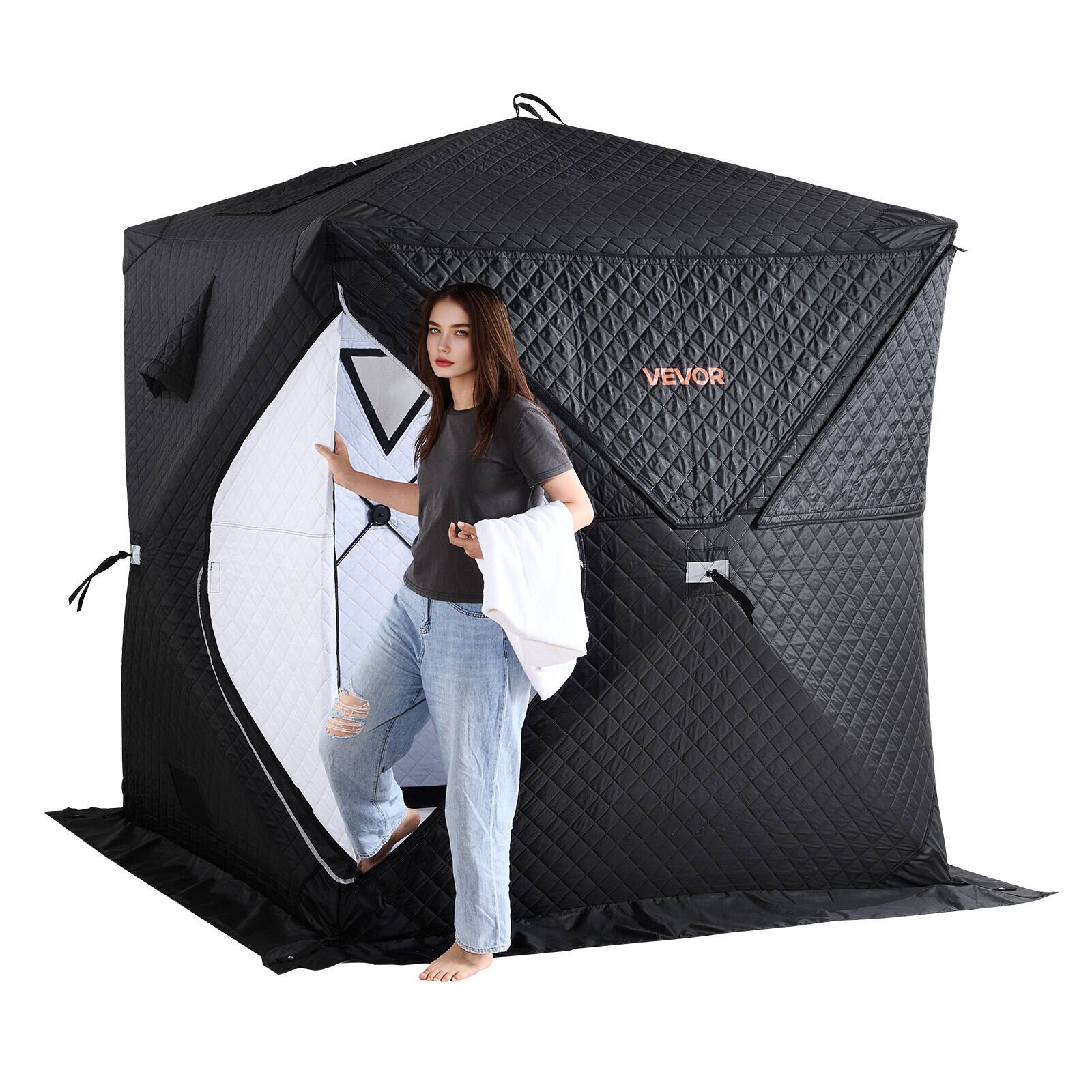 Alt View 5. VEVOR - Outdoor Sauna Tent Pro, Portable Steam & Dry Sauna for 4 Persons, Heavy-Duty Oxford Cloth & Carbon Steel - Black.