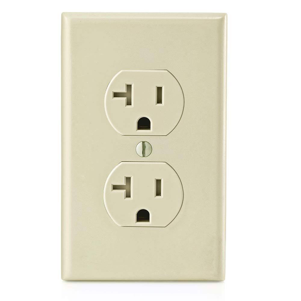 Left. Leviton - 20 Amp Tamper-Resistant Duplex Outlet T5820-I - Ivory.