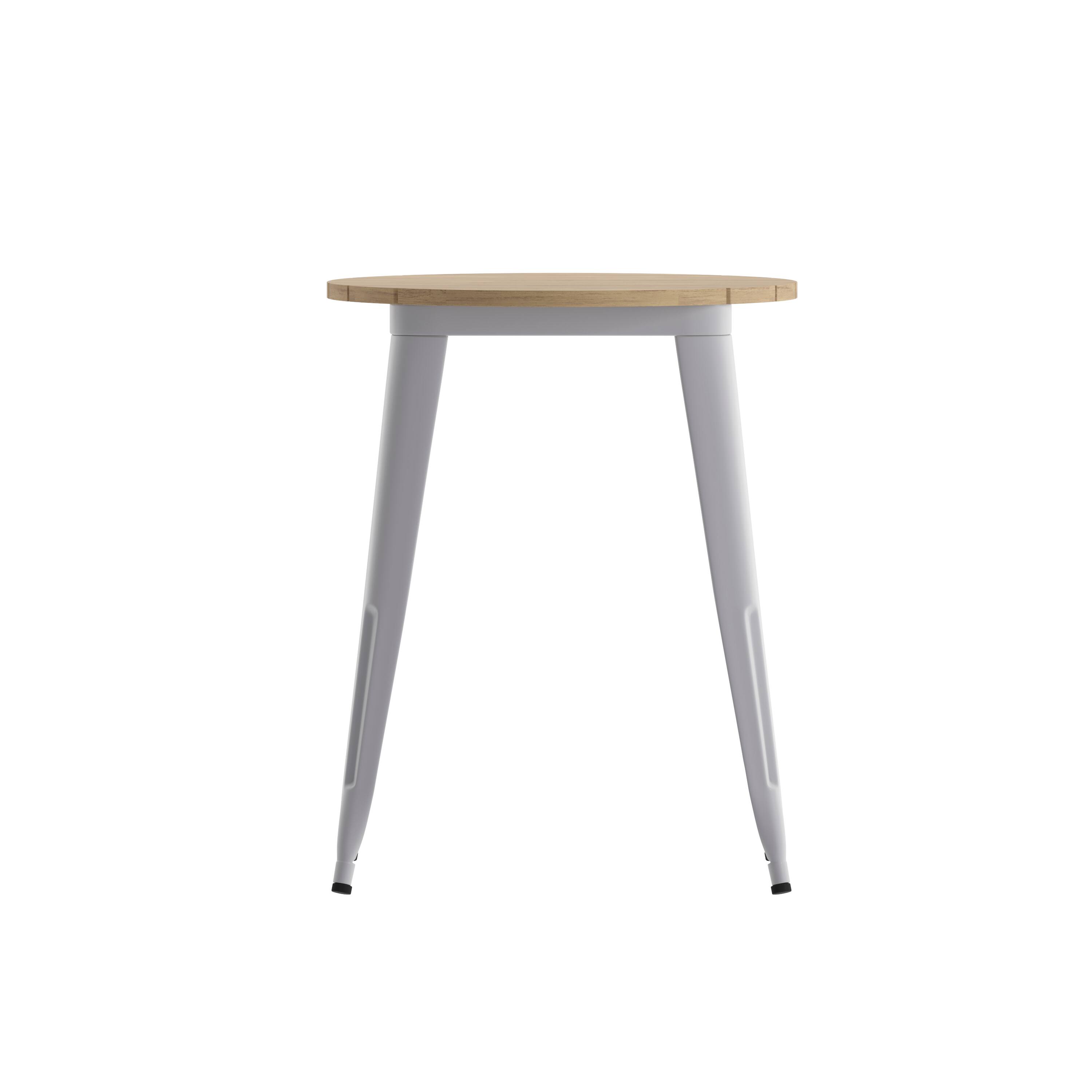 Angle. Flash Furniture - Declan Commercial Grade Indoor/Outdoor Dining Table, 23.75" Round All Weather Brown Poly Resin Top with Silver Steel Bas - Gray.