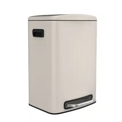 Front. GOODSILO - 13 Gallon Kitchen Foot Pedal Trash Can - Stainless Steel Rectangular Bin with 30 Bags - White.