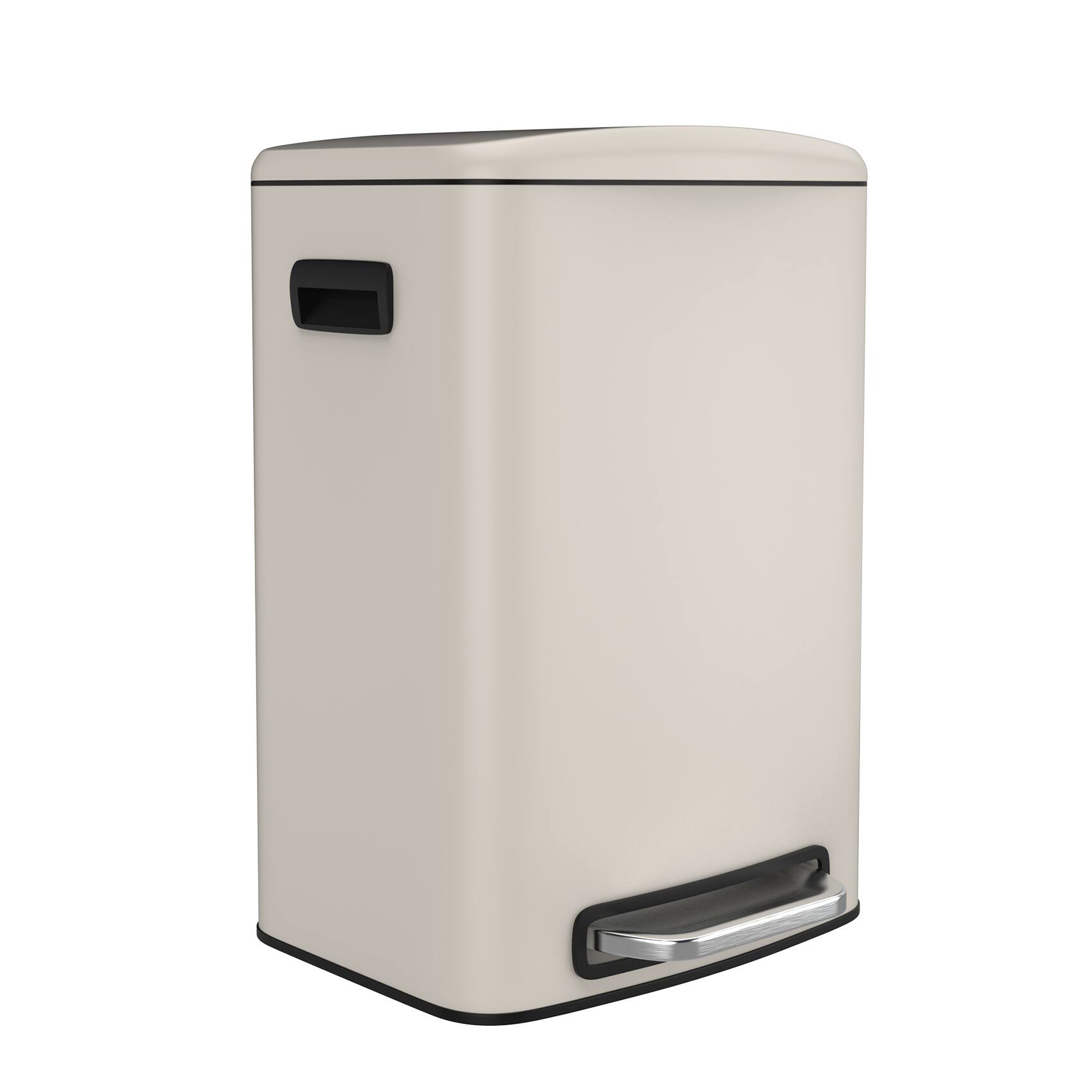 Front. GOODSILO - 13 Gallon Kitchen Foot Pedal Trash Can - Stainless Steel Rectangular Bin with 30 Bags - White.