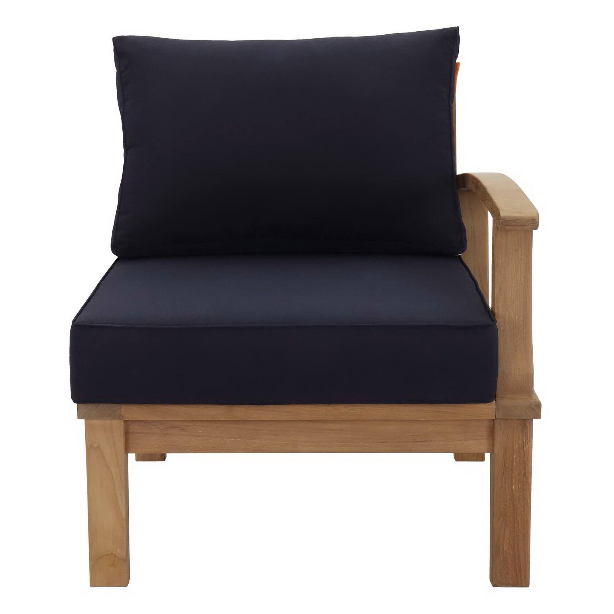 Alt View 5. Modway - Marina Outdoor Patio Teak Right-Facing Sofa by Modway - Natural Navy.
