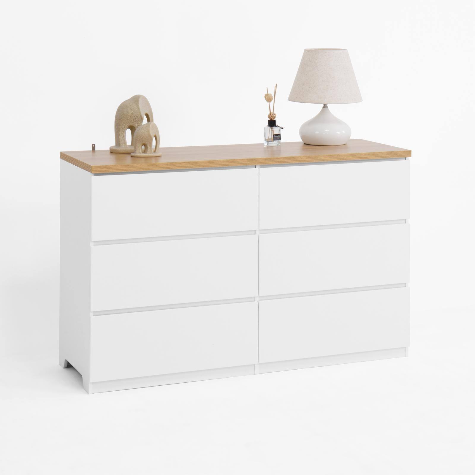 Front. Spaco - Spaco 6 Drawer Storage Cabinet Dresser,Wood Storage Tower Clothes Organizer,Large Storage Space for Bedroom,Living Room - White,Wood.