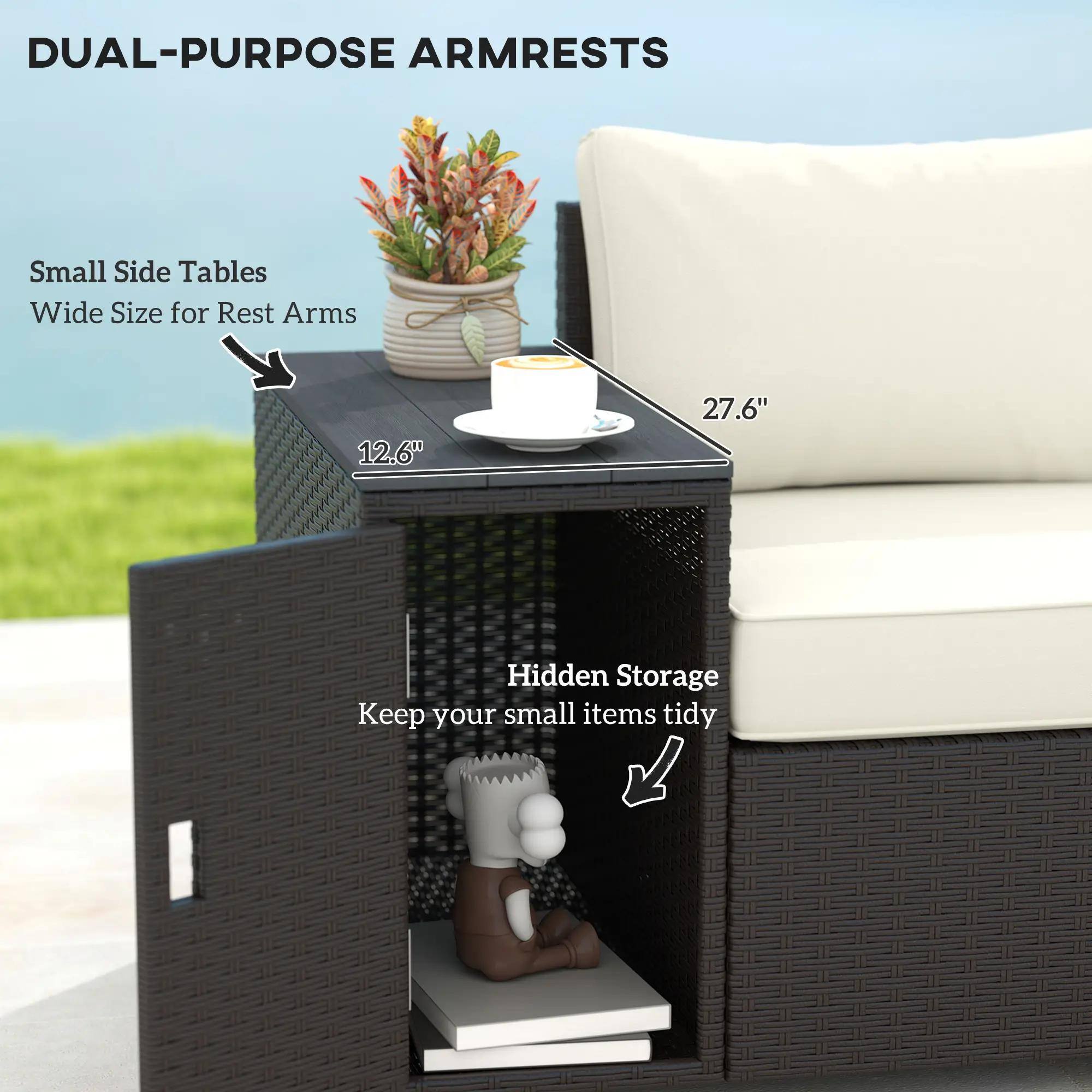 DUAL-PURPOSE ARMRESTS
Small Side Tables
Wide Size for Rest Arms
12.6"
27.6"
Hidden Storage
Keep your small items tidy