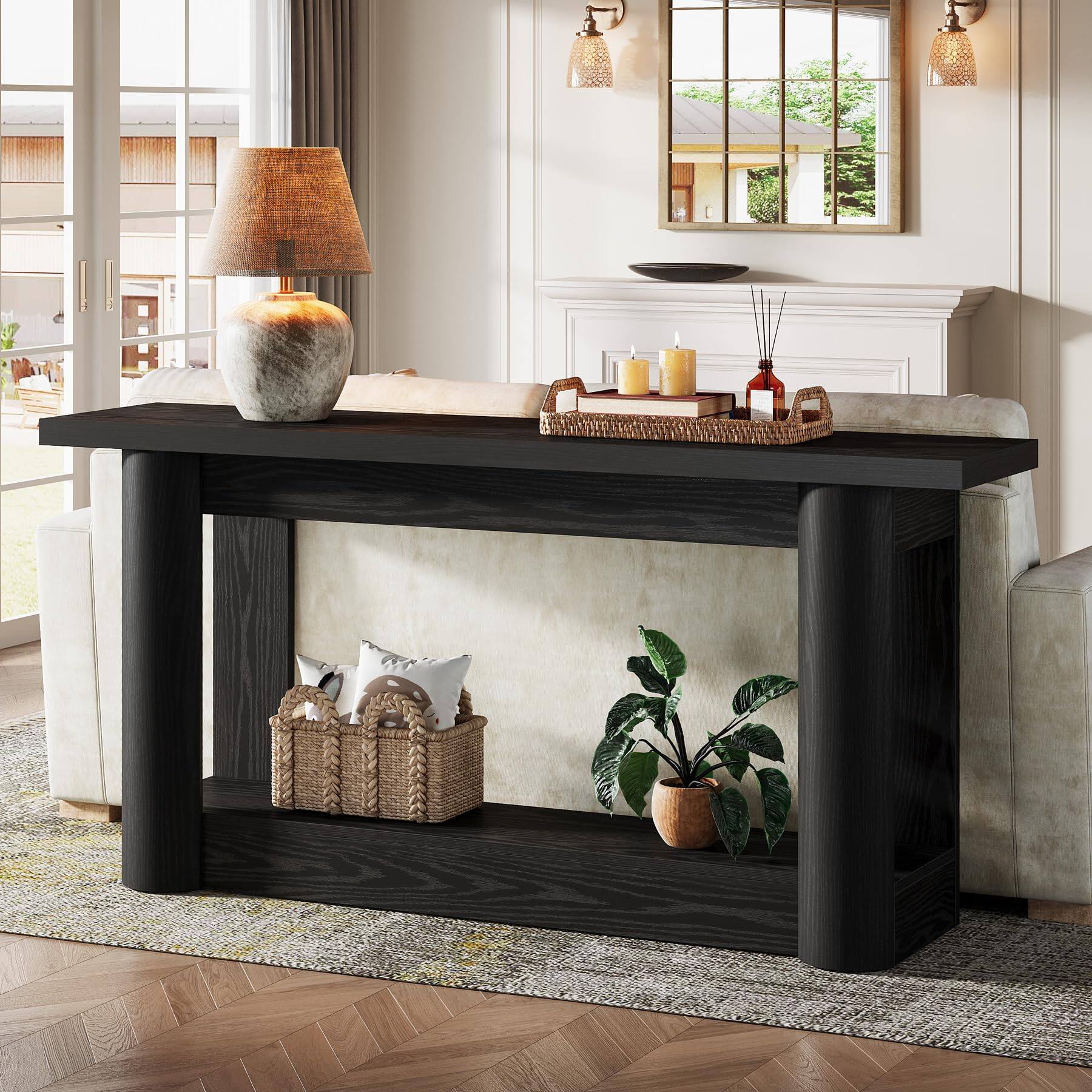 Alt View 3. Tribesigns - 63" Modern Console Table, Narrow Long Sofa Table Behind Couch - Black.