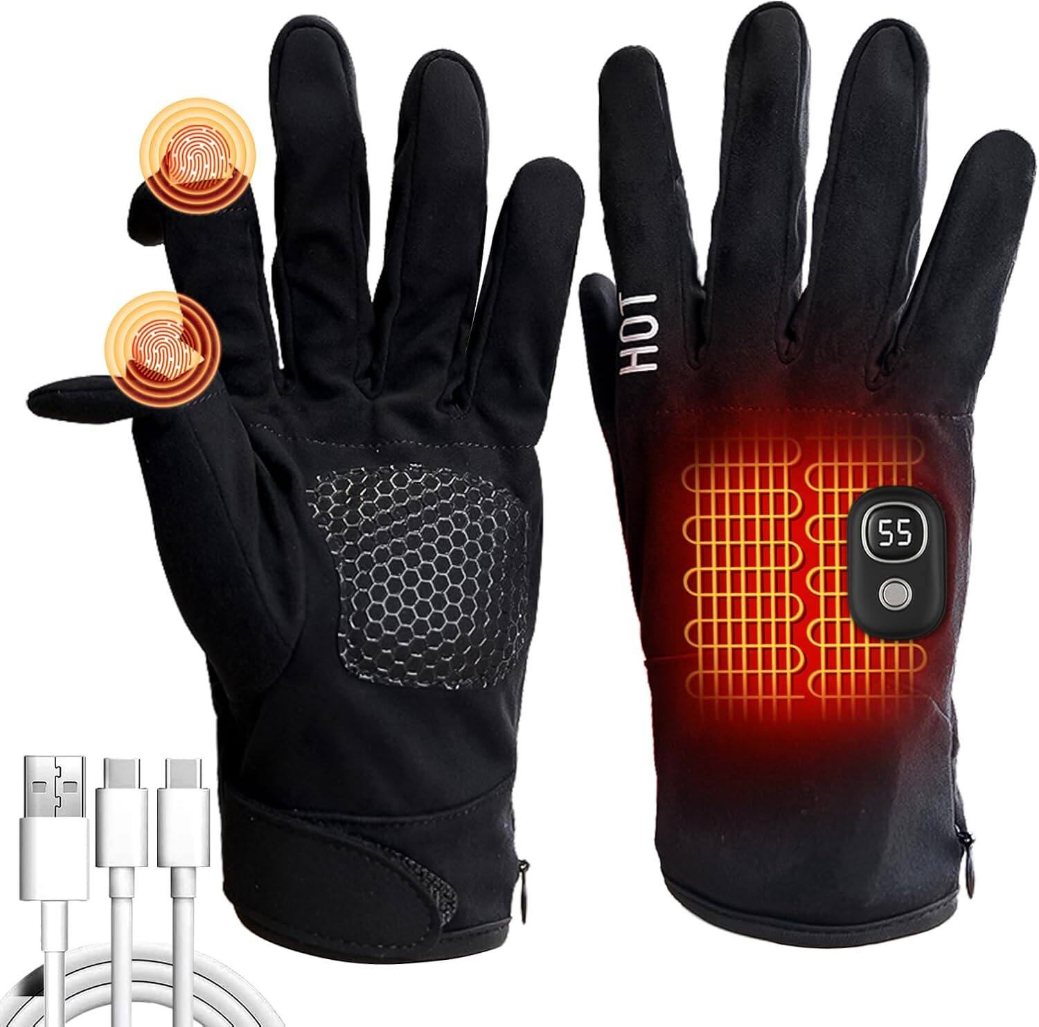 Cozy Serene - Rechargeable Electric Heated Winter Gloves for Men & Women, Smart Temperature/Battery Display - default