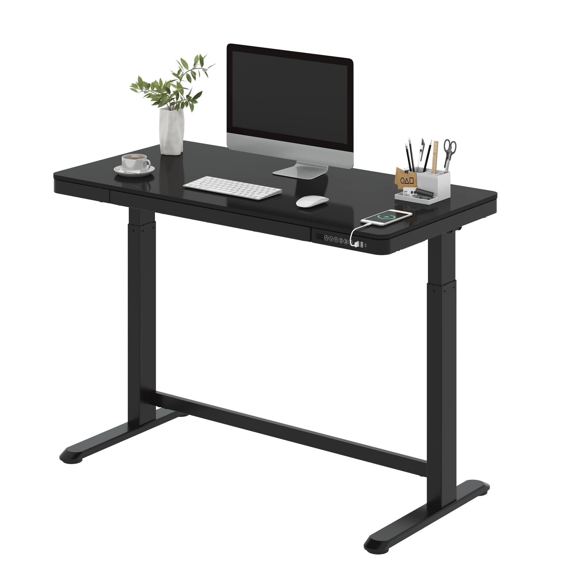 Angle. FlexiSpot - FlexiSpot EW8 Electric 48"W Electric Height-Adjustable Standing Desk, Black - Black.
