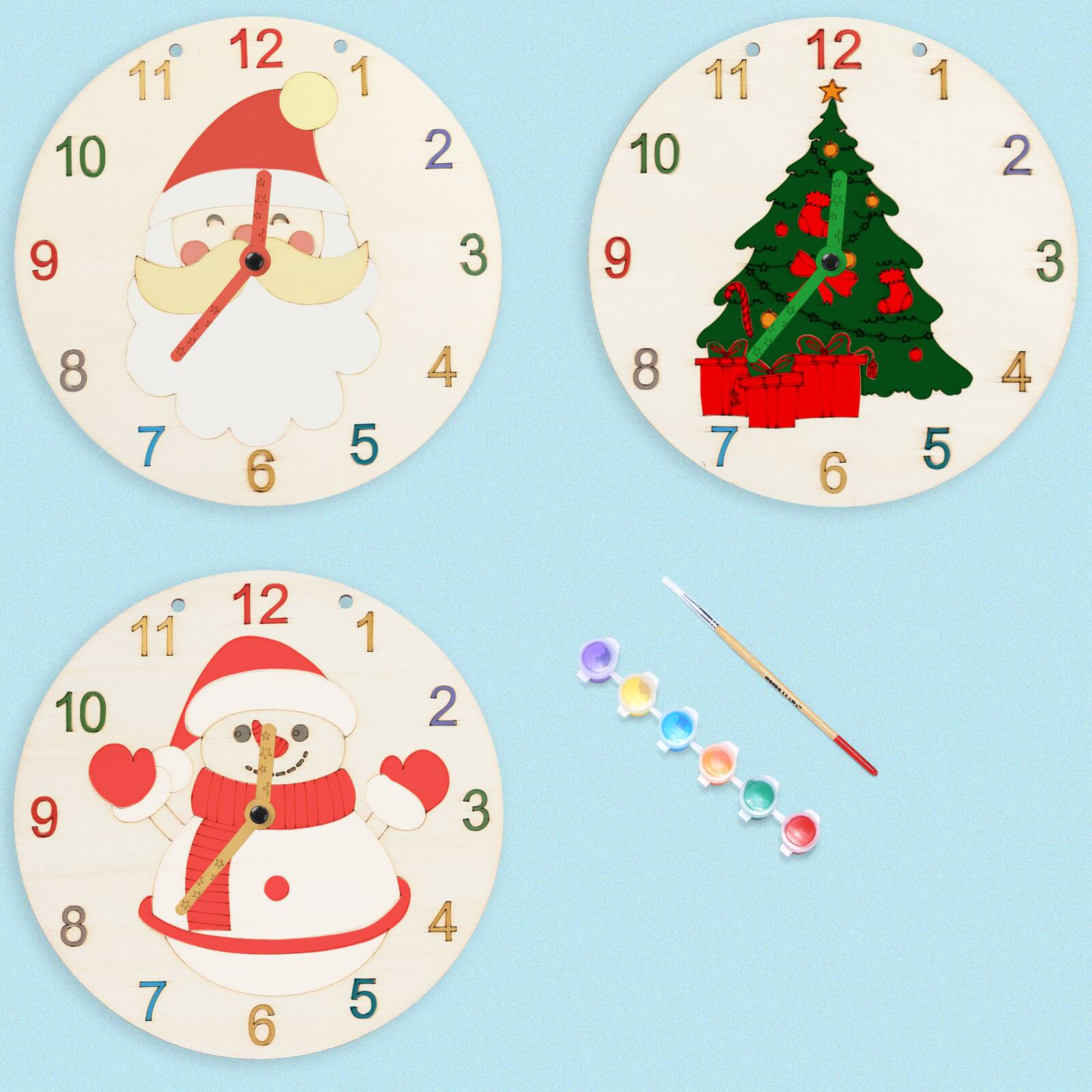 Front. Oumilen - DIY Wooden Clock Craft Kit - Brown.