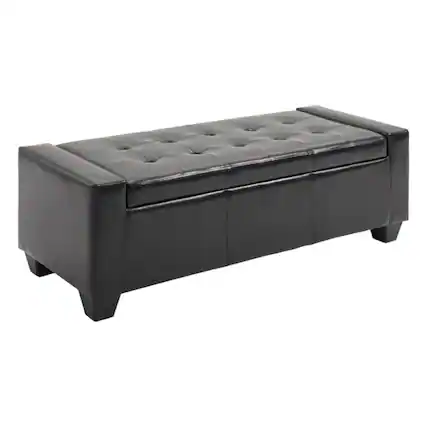 Front. SlickBlue - Modern Accent Bench for Entryway, Bedroom, or Living Room Seating - Black.