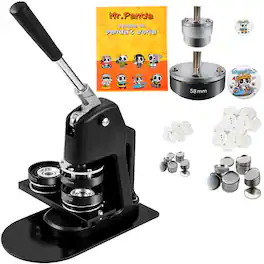 VEVOR - Button Maker Machine, Multiple Sizes 1+2.25 Inch Badge Punch Press Kit, Children DIY Gifts Pin Maker - Black