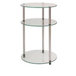 FurniFact - Round Glass Accent Table with 3 Tiers for Living Room and Lounge Spaces - Clear
