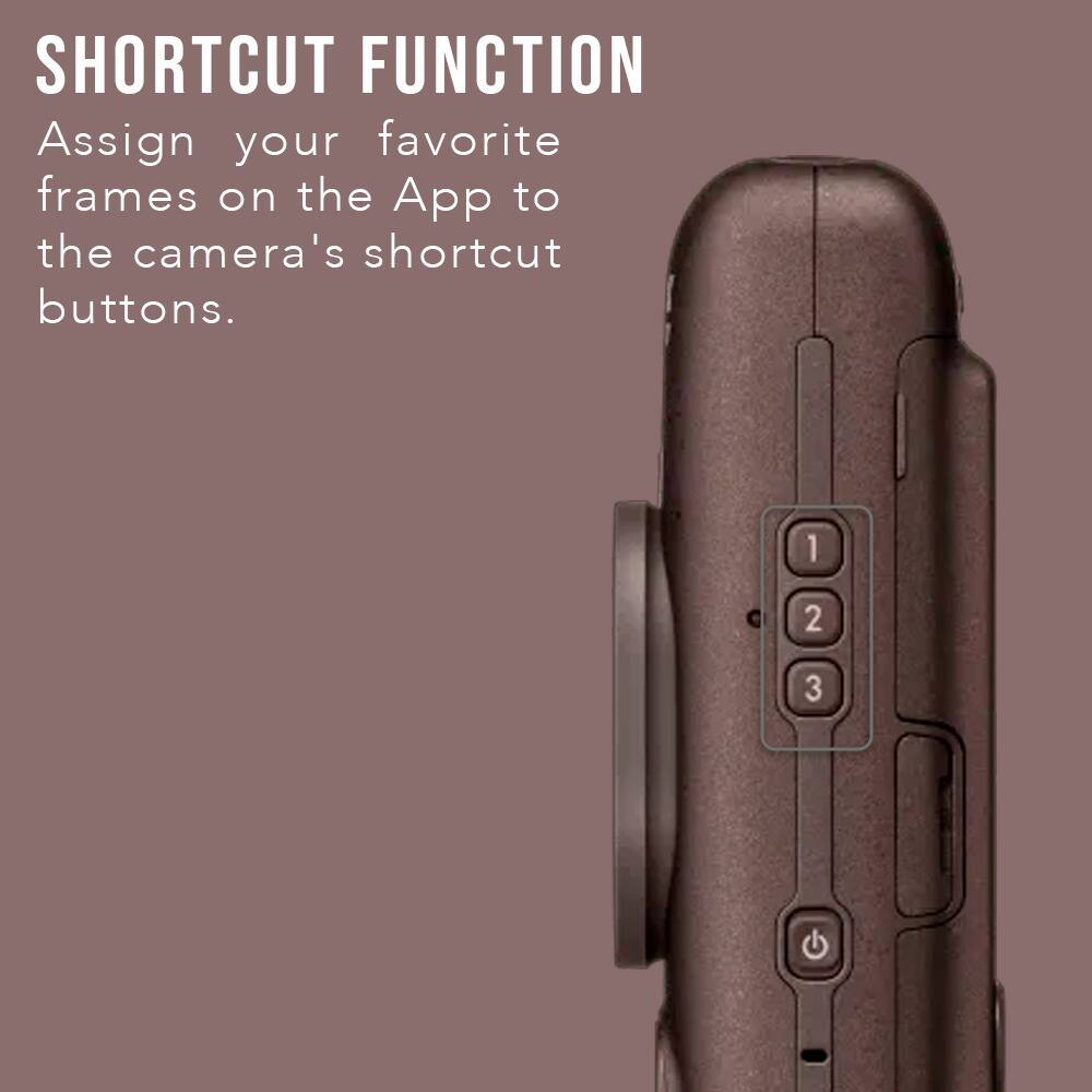 SHORTCUT FUNCTION
Assign your favorite frames on the App to the camera's shortcut buttons.
1 2 3