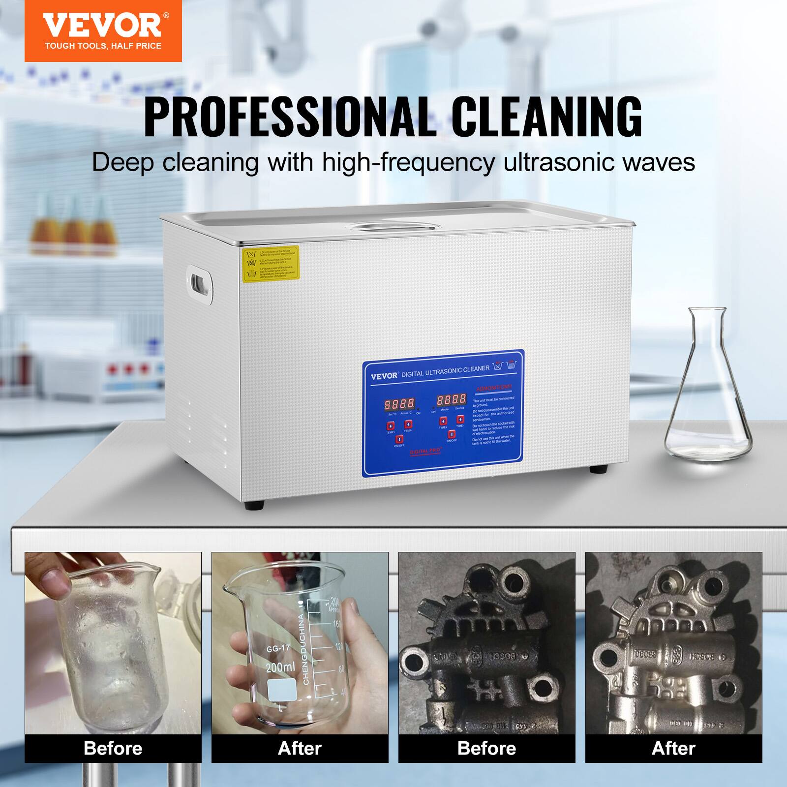 VEVOR TOUGH TOOLS, HALF PRICE

PROFESSIONAL CLEANING
Deep cleaning with high-frequency ultrasonic waves

ULTRASONIC CLEANER VEVOR DIGITAL

Before
GG-17 CHENGDU CHINA 200ml

After
NOSOB

Before
JUSCE B ***

After
