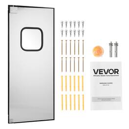 VEVOR - Traffic Swing Door, Single Panel Fits Door Opening 36"W x 84" H, Stainless Steel Commercial Swinging Doors with Hardware - Silver