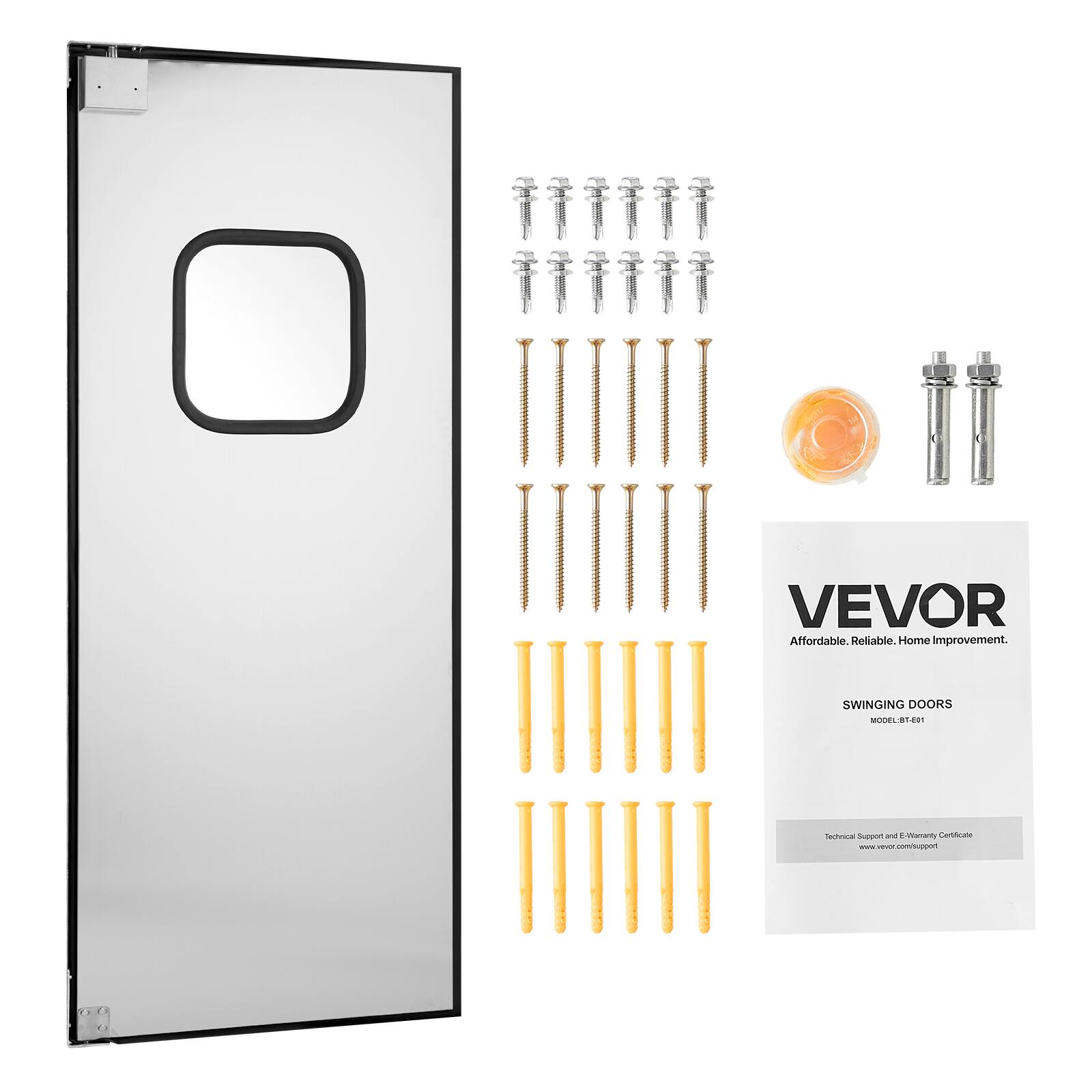 VEVOR Affordable. Reliable. Home Improvement.
SWINGING DOORS MODEL: BT-ER1
Technical Support and E-Warranty Certificate www.vevor.com/support