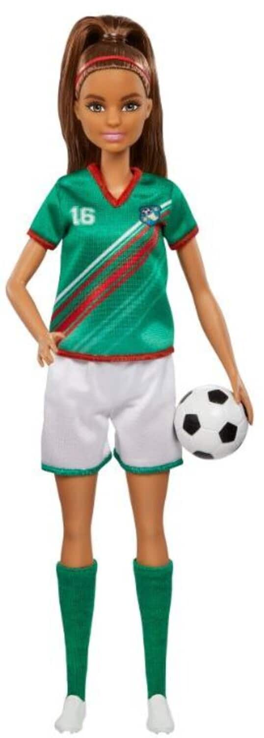 Mattel - Barbie I Can Be Soccer Player, Brunette, Green & Red Uniform - COLLECTABLES - Multicolor