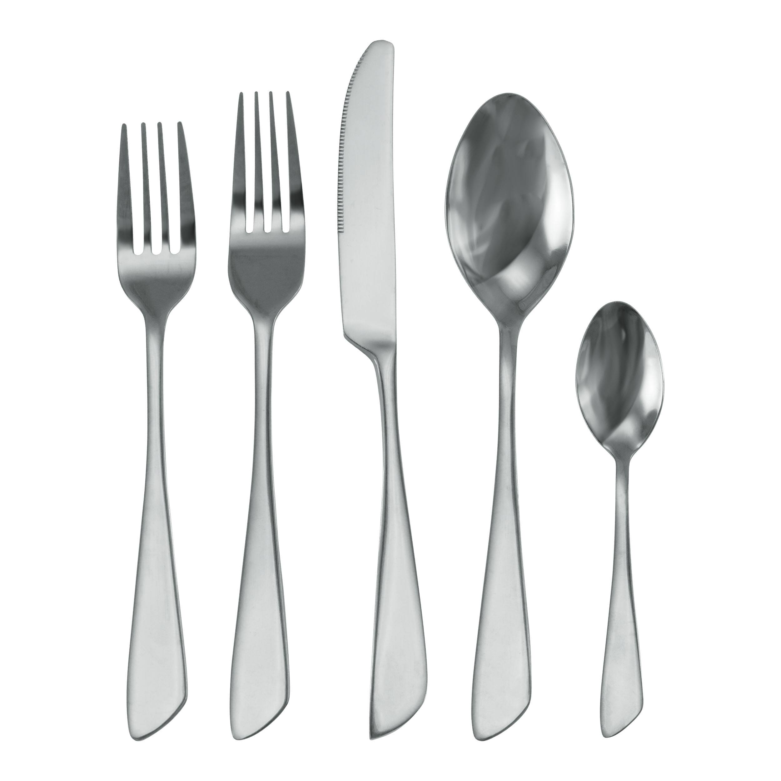 Alt View 6. MegaChef - MegaChef Gibbous 20 Piece Flatware Utensil Set, Stainless Steel Silverware Metal Service for 4 in Silver - Silver.