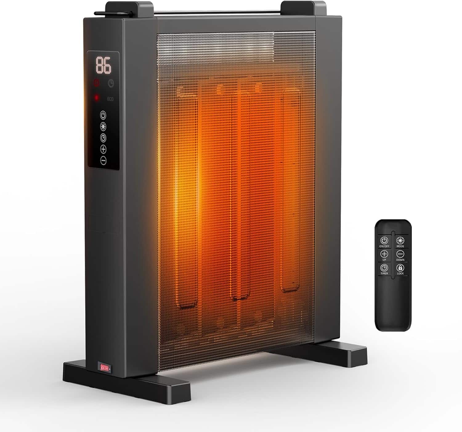 COWLOWN - 1500W Electric Indoor Pedestal Convection Heater with Remote Control - Gunmetal