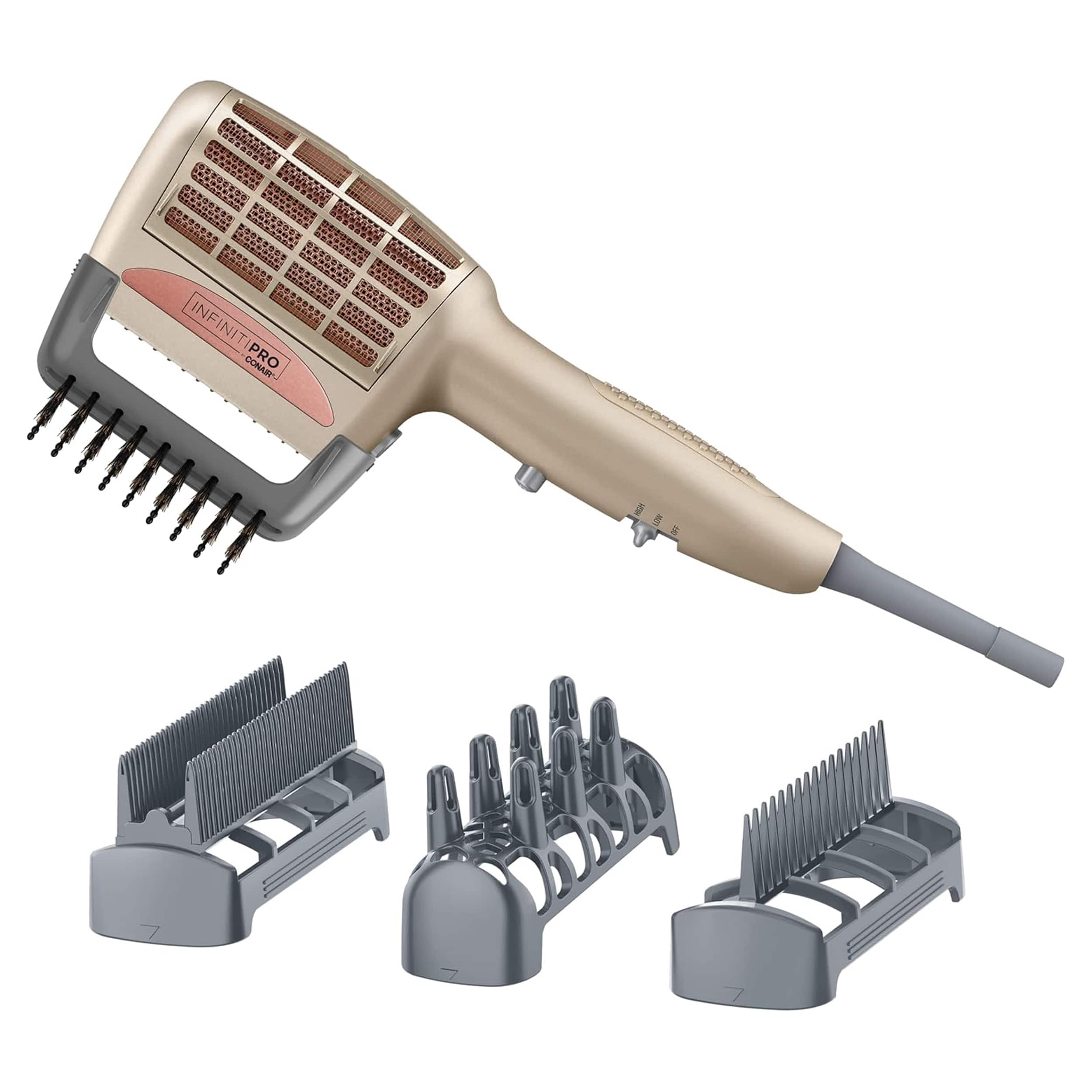 InfinitiPro By Conair 1875 Watt Frizz-Free Hair Styling Dryer with Attachments - Gold