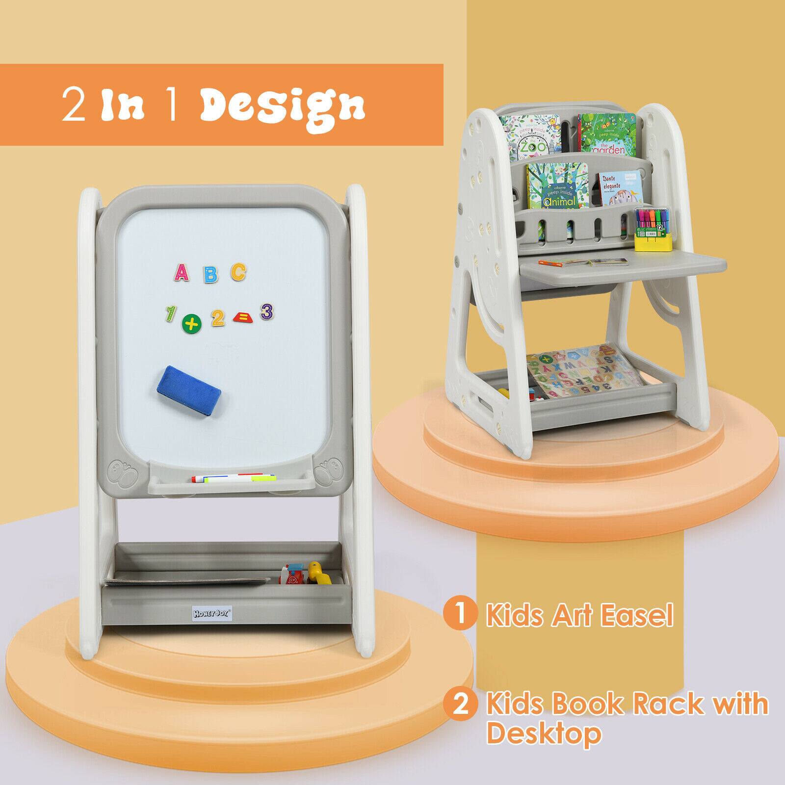 2 In 1 Design - Norden - 1 -  Unimo Danills vieguala   ANr in ABC A B C 1+23 2 = 3 + o 1 Kids Art Easel 2 Kids Book Rack with Desktop