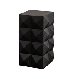 Ecooso - 23.62"Height Three-dimensional Embossed Pattern Design Retro Side Table Retro Wooden Nightstand - Black