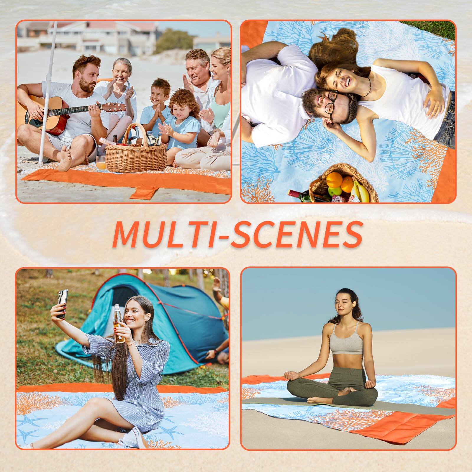 Alt View 3. Reds Spade - Beach Blanket Sandproof Extra Large For 1-3 Adults / 1-8 Sand Free Mat Picnic Waterproof Oversized Lightwei... - Blue 9x10ft (1～8 Person).