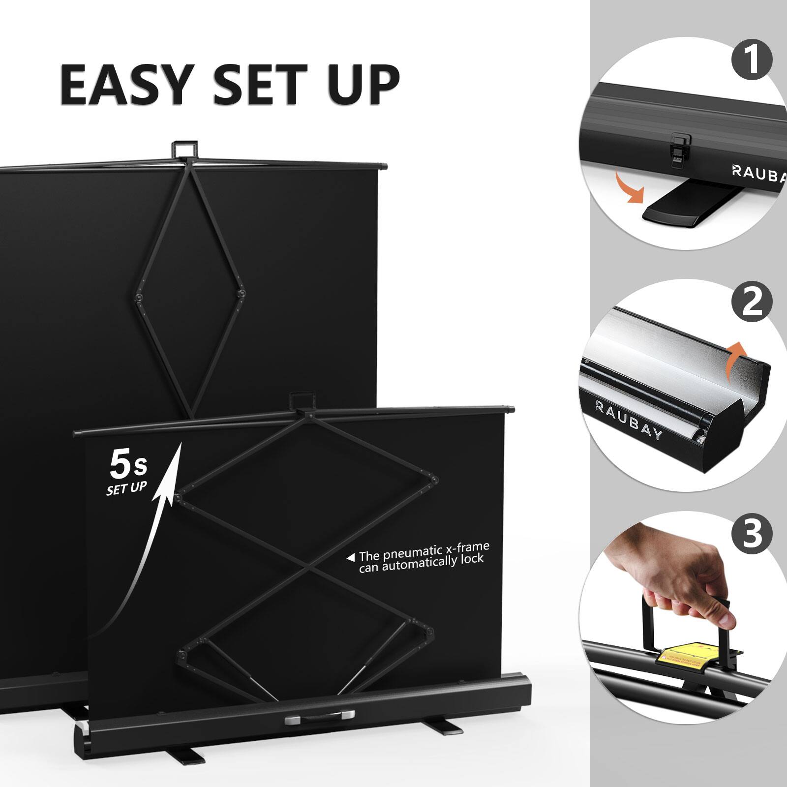 EASY SET UP
1 RAUBA
2 5s S SET UP
pneumatic x-frame
The lock can automatically
RAUBAY
3