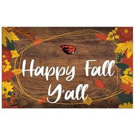 Fan Creations - Oregon State Beavers 11'' x 19'' Happy Fall Y'all Sign - Brown