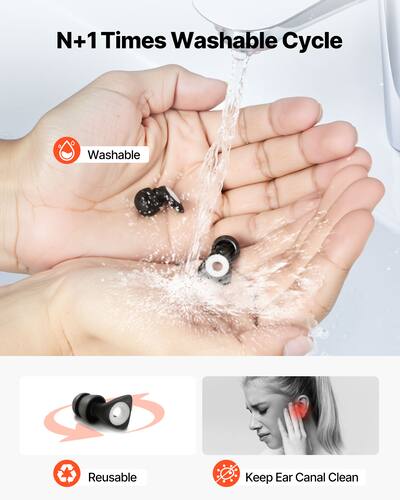 VEVOR - Ear Plugs for Sleeping Noise Cancelling, NRR 25 dB Reusable High Noise Reduction Earplugs - Black;white VEVOR - Ear Plugs for Sleeping Noise Cancelling, NRR 25 dB Reusable High Noise Reduction Earplugs - Black;white