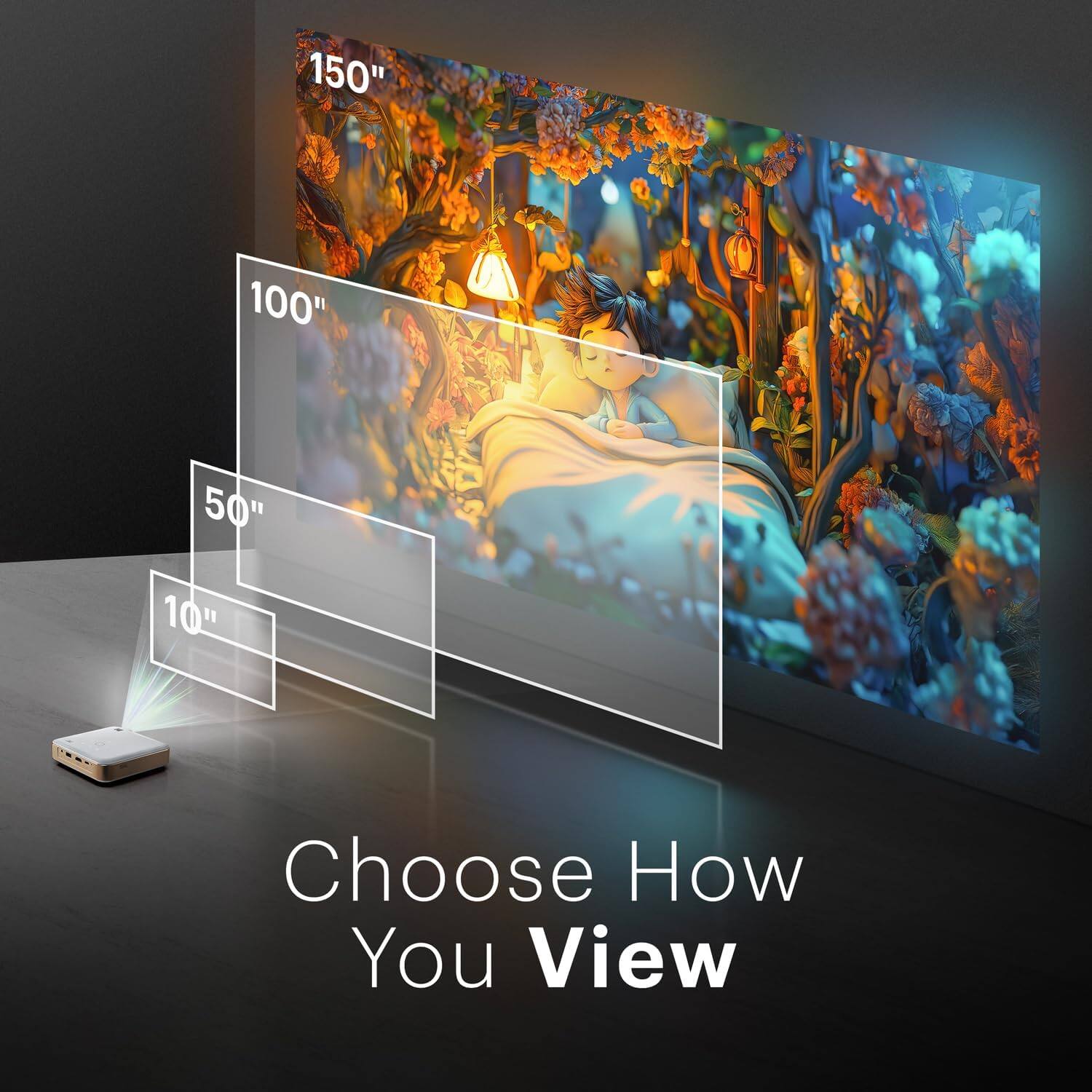 150"  
100"  
50"  
10"  

Choose How You View