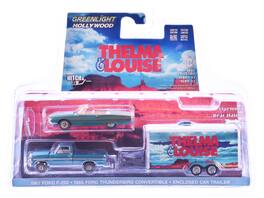 Greenlight - 1966 Ford Thunderbird Convertible Dust Covered & 1967 Ford F-250 Pickup Enclosed Hauler Thelma & Louise 1/64 - Blue