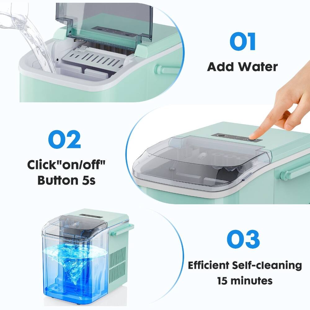 01 Add Water  
02 Click "on/off" Button 5s  
03 Efficient Self-cleaning 15 minutes