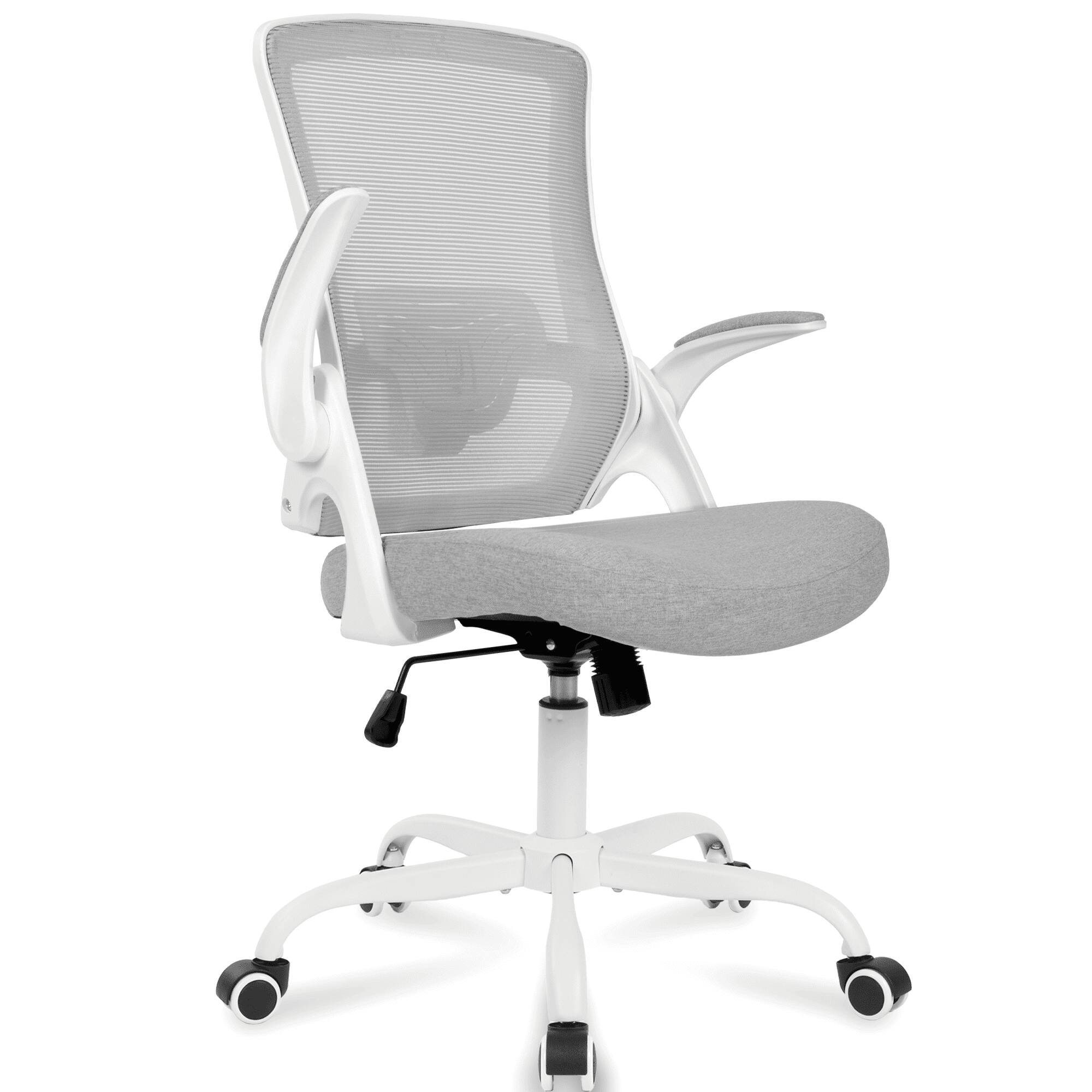 Back. Neo Chair - Ergonomic Office Chair, High-Back Mesh Computer Chair with Adjustable Height, Flip-Up Armrests & Lumbar Support - Steel Base-Gray.