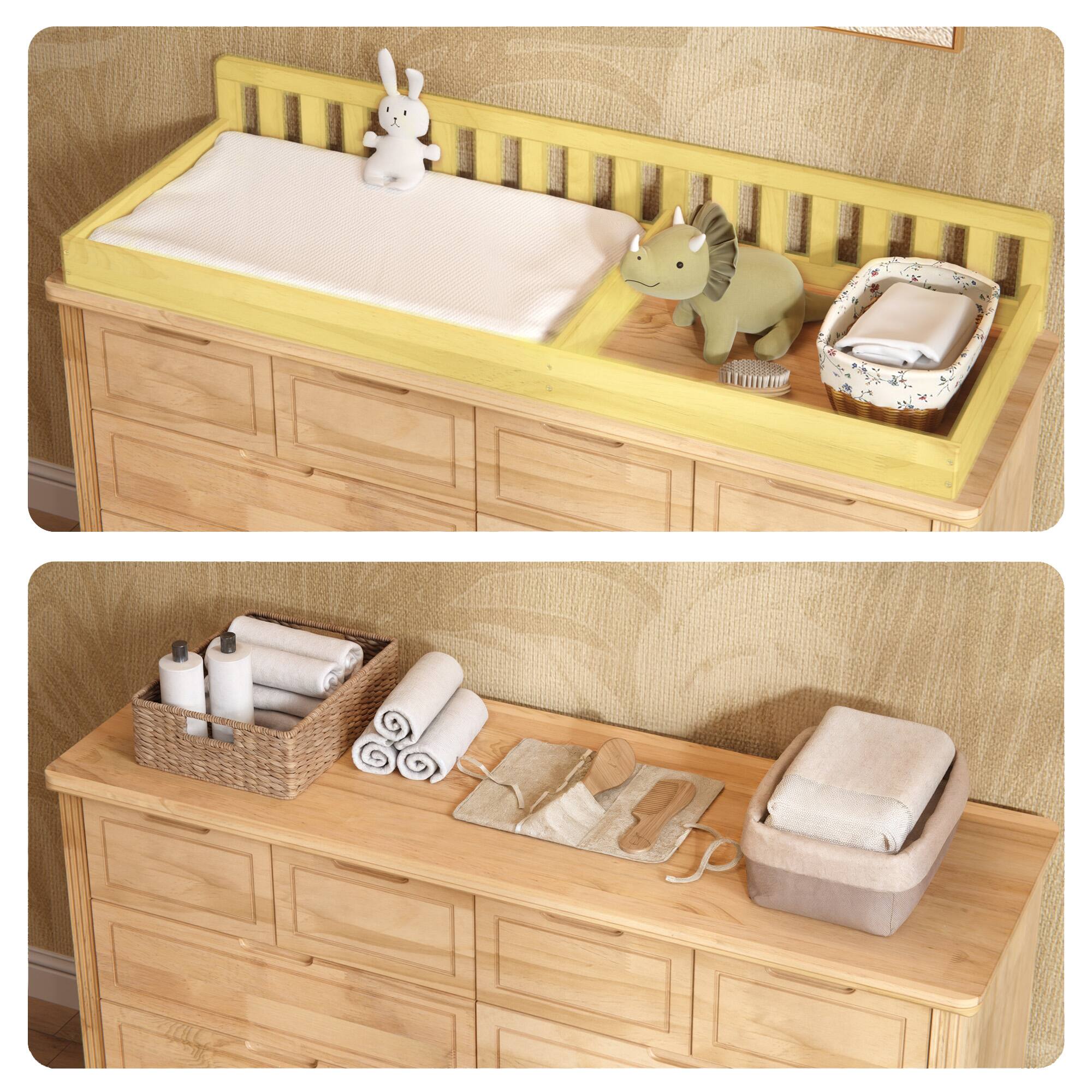 Alt View 5. Homsee - Solid Wood Baby Changing Table Dresser with Drawers, Nursery Diaper Organizer, Anti-Tip Storage Cabinet for Newborns - Wooden.