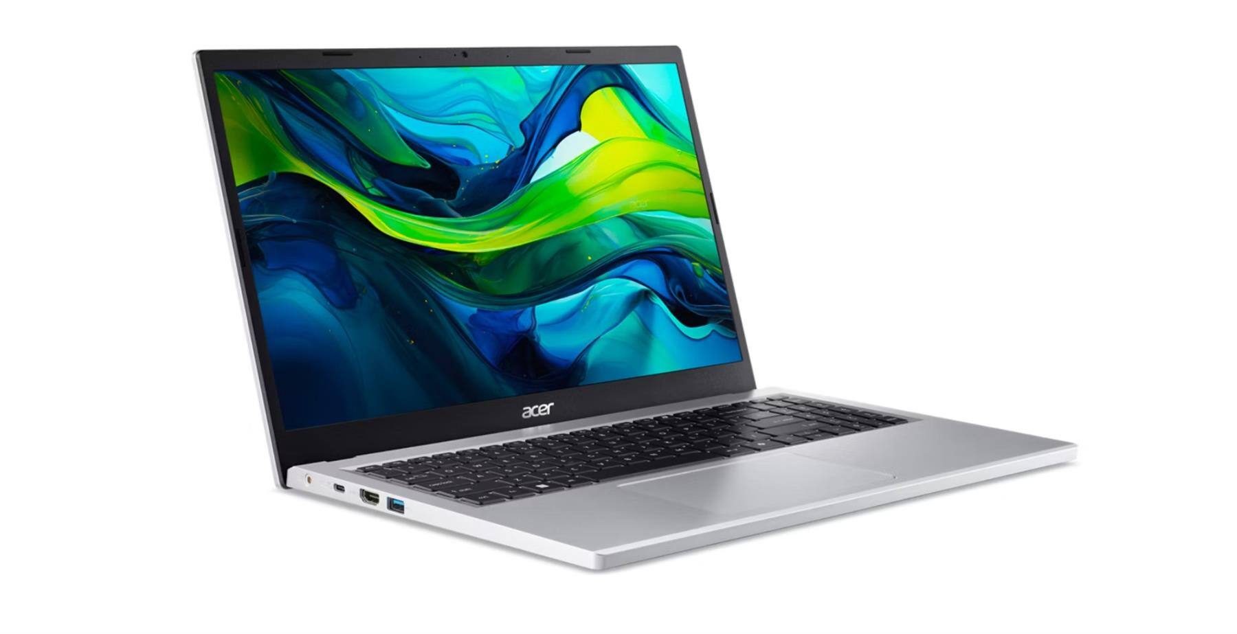Back. Acer - Aspire Go 15.6" FHD Laptop, Intel Core i3-N305, UHD Graphics, 8GB LPDDR5, 256GB SSD, Wi-Fi 6, Slim Design - Pure Silver.