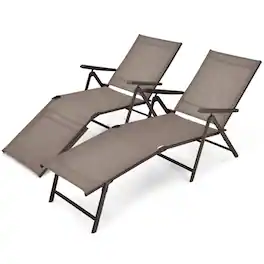 Boyel Living - Folding Patio Chaise Lounge Chair 35.0-in W x 75.5-in L x 20.0-in H 38.1-lb Net Weight - Coffee