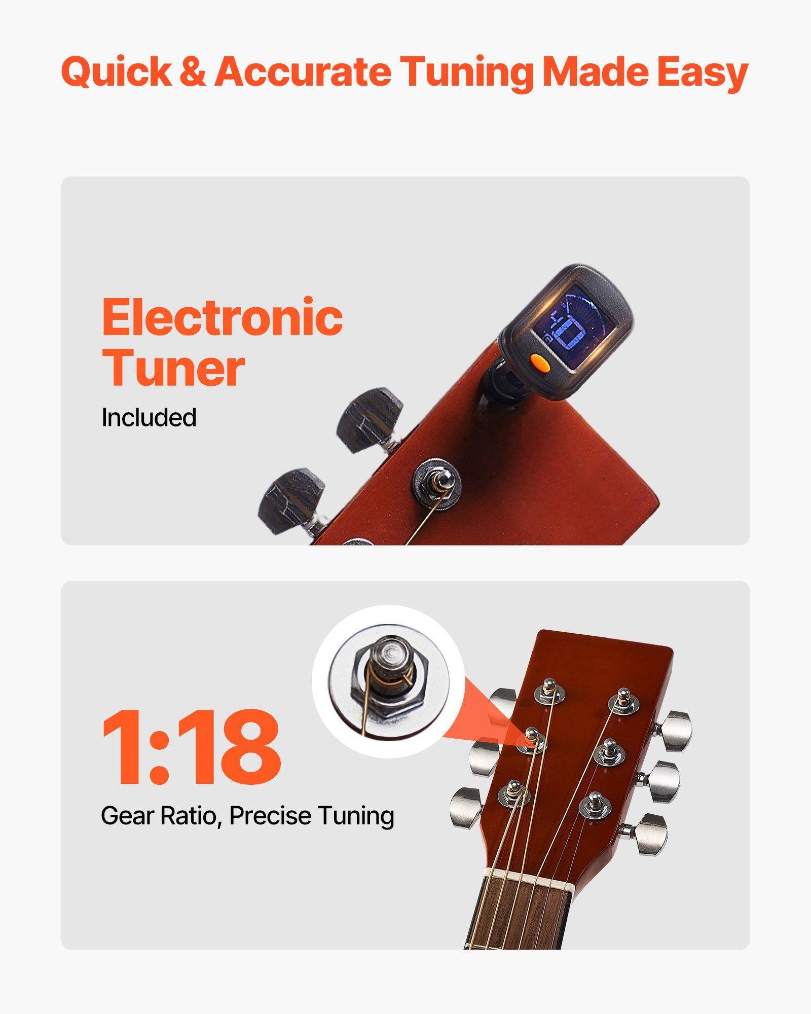Quick & Accurate Tuning Made Easy

Electronic Tuner Included

1:18 Gear Ratio, Precise Tuning