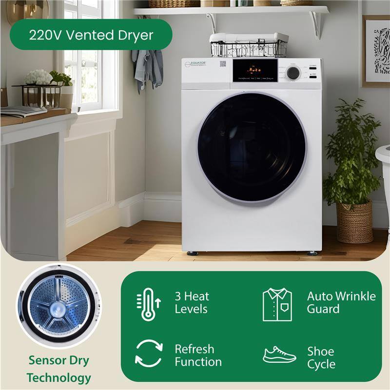 220V Vented Dryer

- Sensor Dry Technology
- 3 Heat Levels
- Refresh Function
- Auto Wrinkle Guard
- Shoe Cycle
