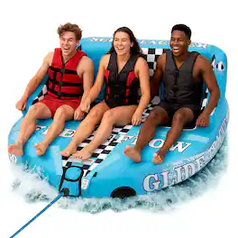 SereneLife - 3-Person Inflatable Towable Booster Tube - Heavy-Duty Water Tube Boating Float Tow Raft