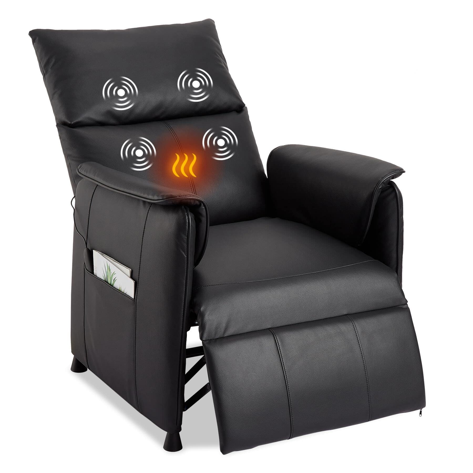Jojoka - Elertric Recliner Chair with Massage and Heat, Adjustable Single - Black