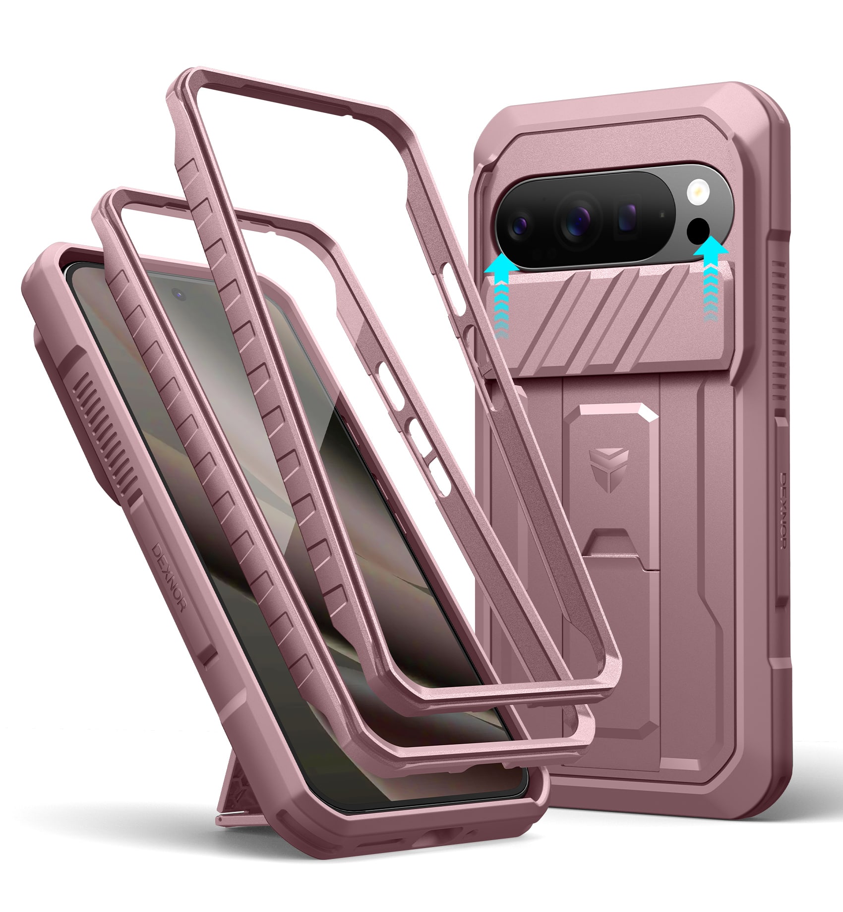 dexnor - for Google Pixel 10 Pro XL Case with Slide Camera Cover Full-Body Shockproof Protective Cover Rugged Bumper Case - Phantom Purple